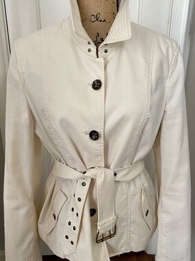 Talbot's Cream-colored Cotton Belted Jacket